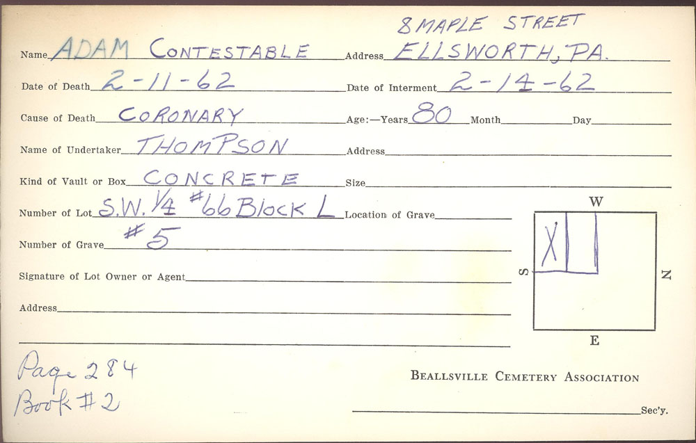 burial card